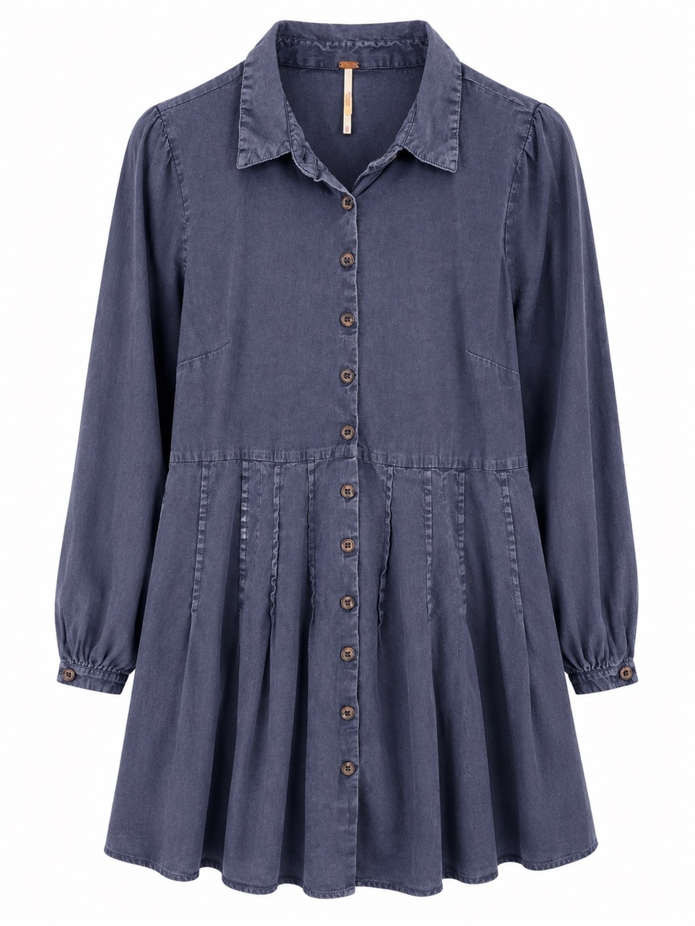 Free People Indigo Button-Front Shirt Dress size medium